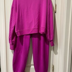 Athleta Magenta Sweatshirt & Joggers Set